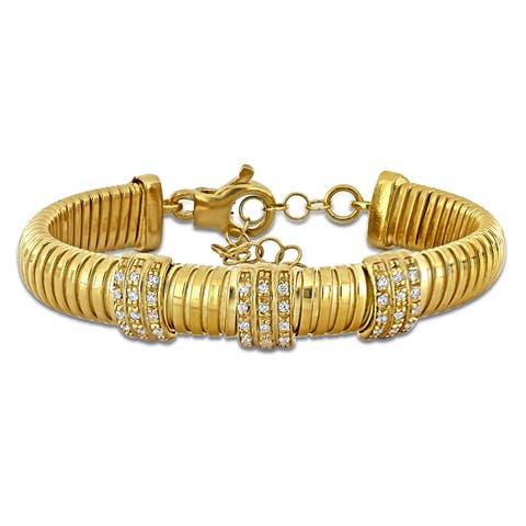 Cubic Zirconia Omega Triple Row Bracelet