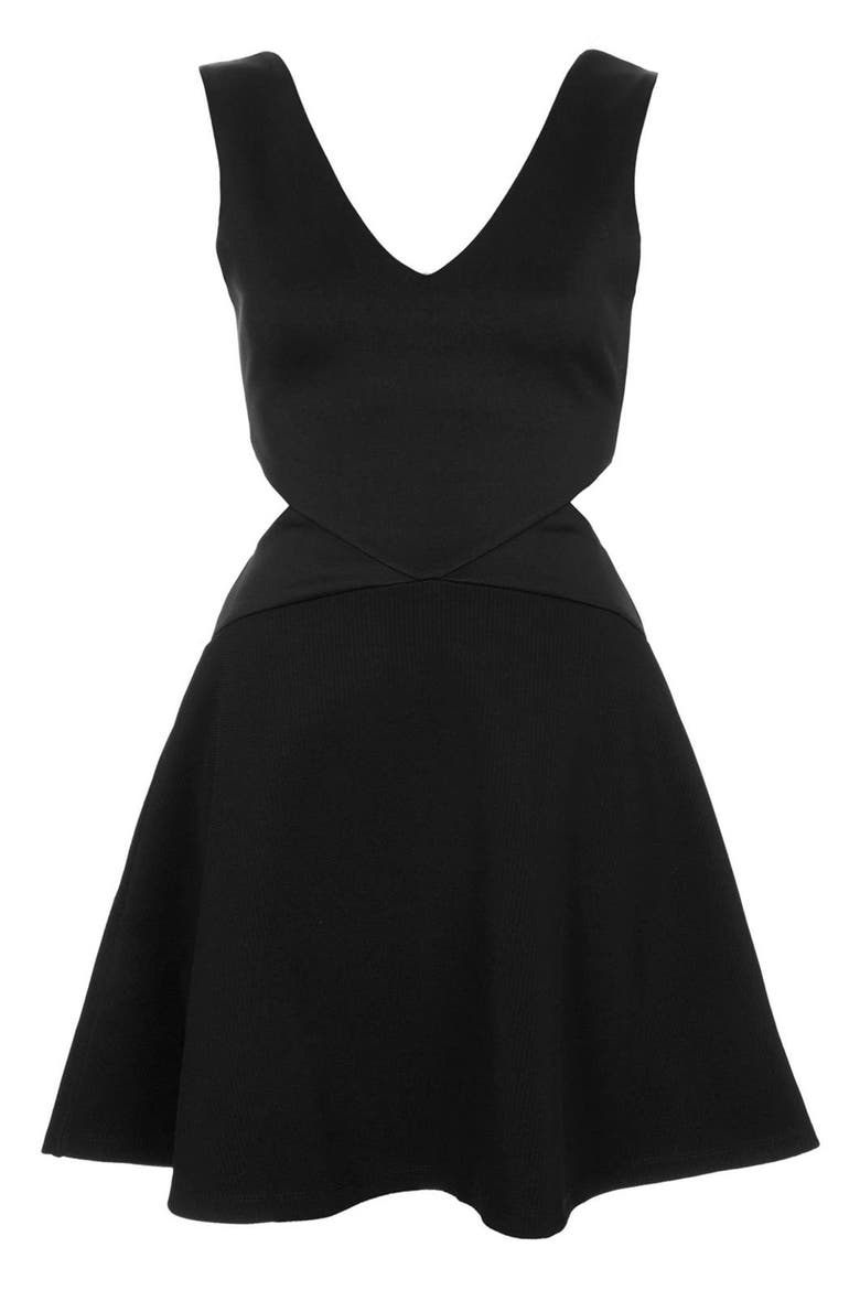 Cutout Skater Dress, Alternate, color, BLACK