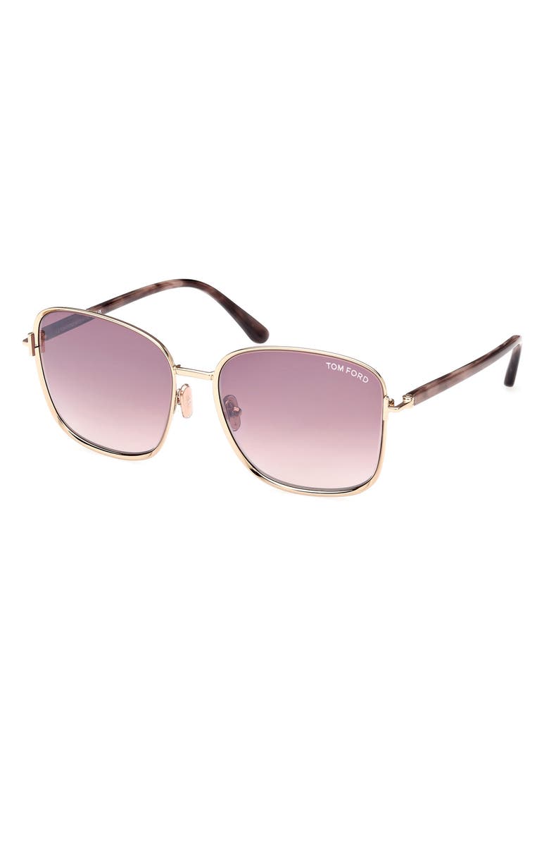 TOM FORD Fern 57mm Square Sunglasses, Alternate, color, Shiny Rose Gold / Gradient