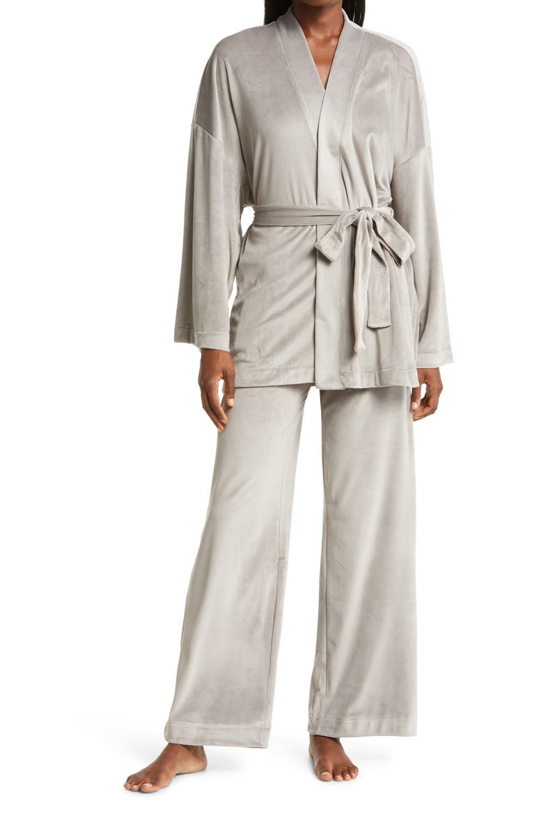 Velour Fleece Wrap Sleep Set, Main, color, SMOKE