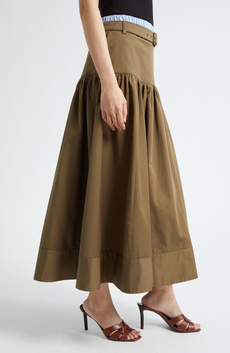 Cinq à Sept Peri Stretch Cotton Maxi Skirt, Alternate, color, Dark Olive/Blue Stripe