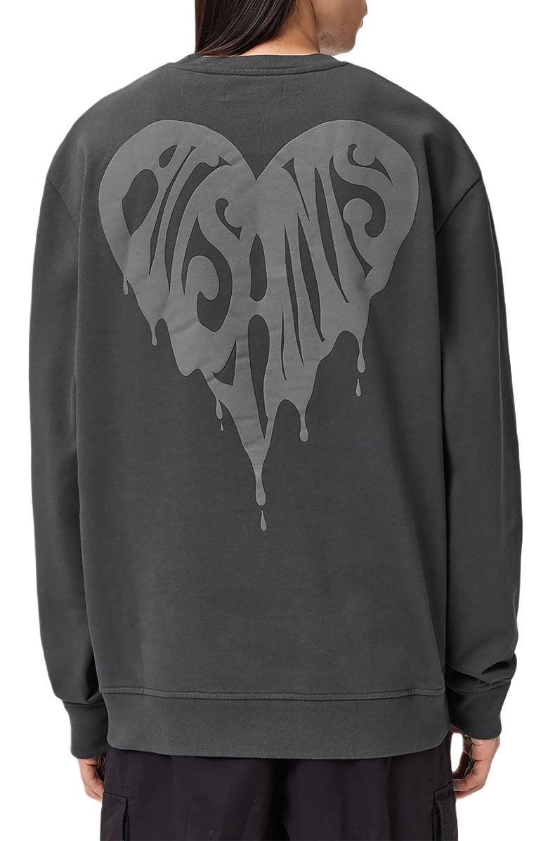 AllSaints Trip Crewneck Cotton Sweatshirt, Alternate, color, Washed Black