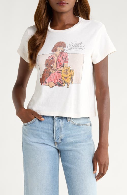 Re/done 50s Puppies Print Boxy Cotton & Recycled Cotton T-shirt In White