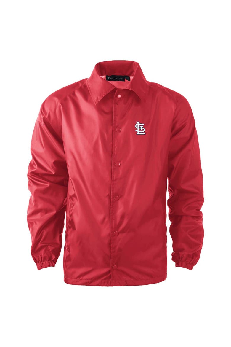 Men's Dunbrooke  Red St. Louis Cardinals Coach's Raglan Full-Snap Windbreaker Jacket, Main, color, Red