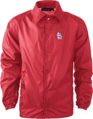DUNBROOKE Men's Dunbrooke  Red St. Louis Cardinals Coach's Raglan Full-Snap Windbreaker Jacket