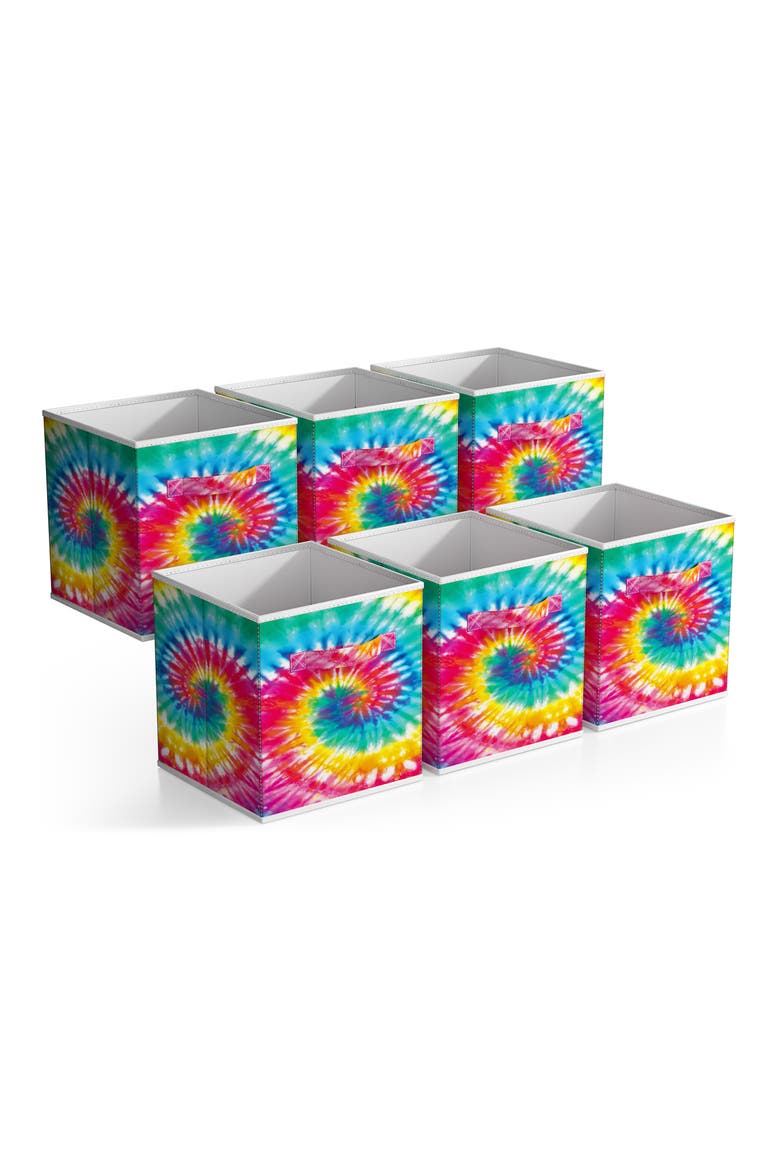 Set of 6 11-Inch Foldable Storage Bins, Main, color, TIE DYE