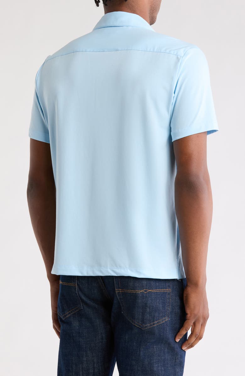 DENIM AND FLOWER Knit Camp Shirt, Alternate, color, Light Blue