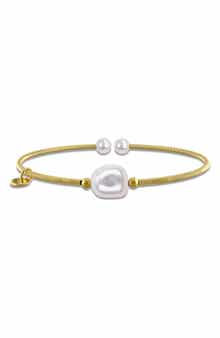 Cultured Pearl Coiled Bangle Bracelet