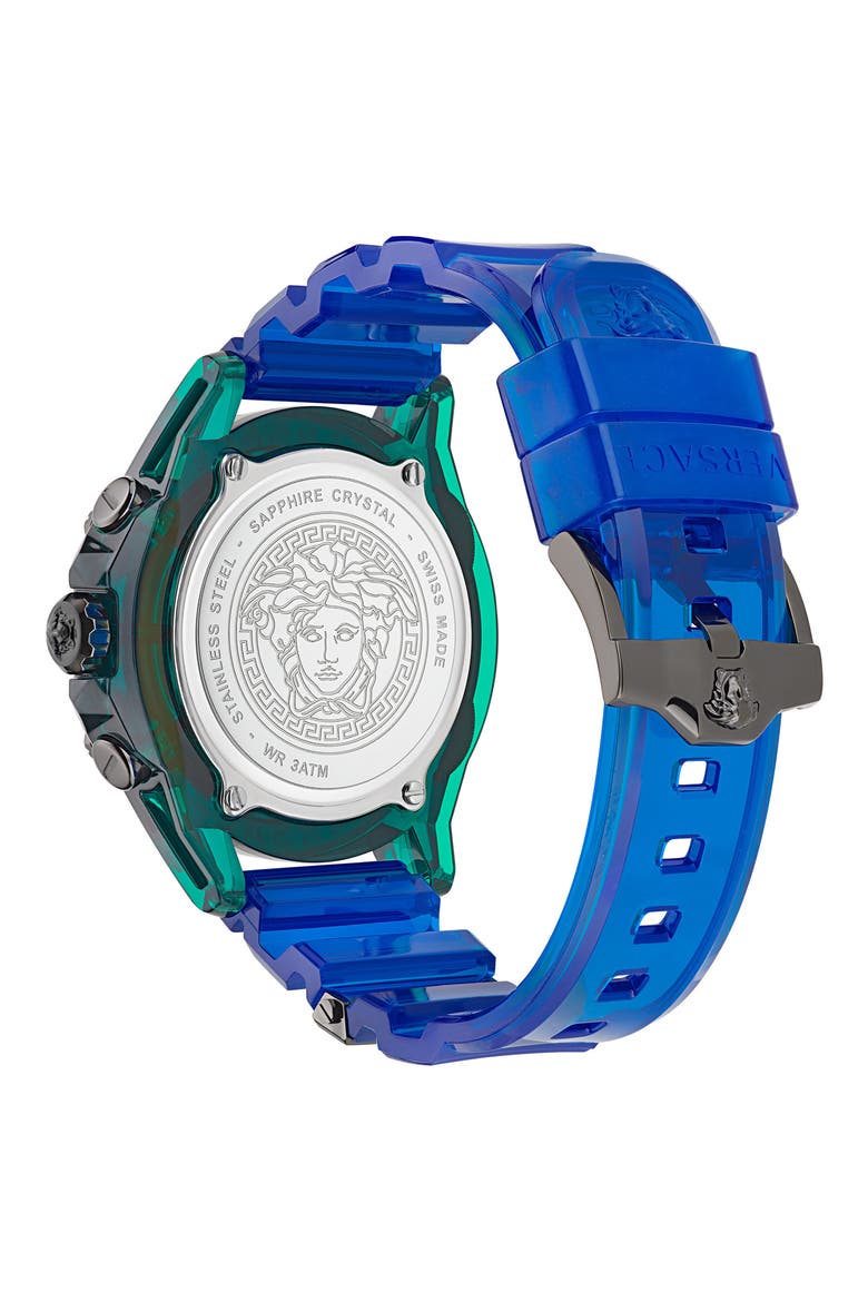 Icon Active Chronograph Silicone Strap Watch, 44mm, Alternate, color, GREEN