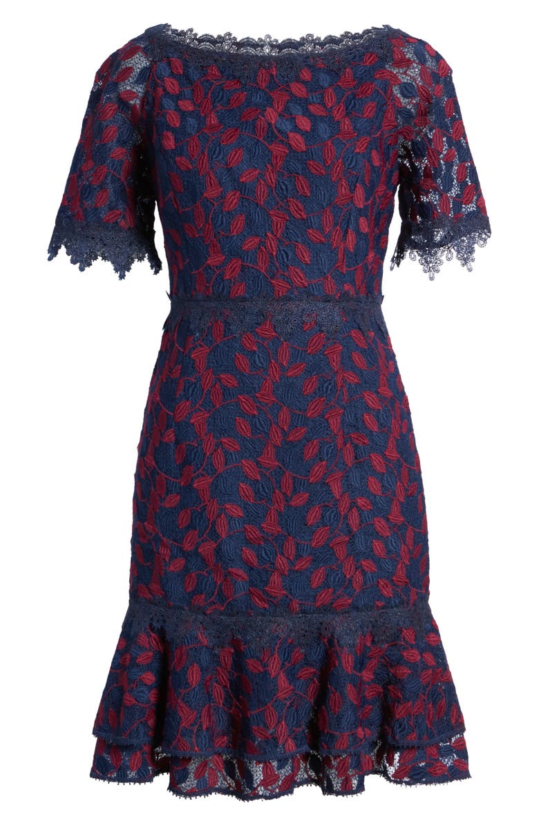 Shani Lace Sheath Dress, Alternate, color, Navy/Berry