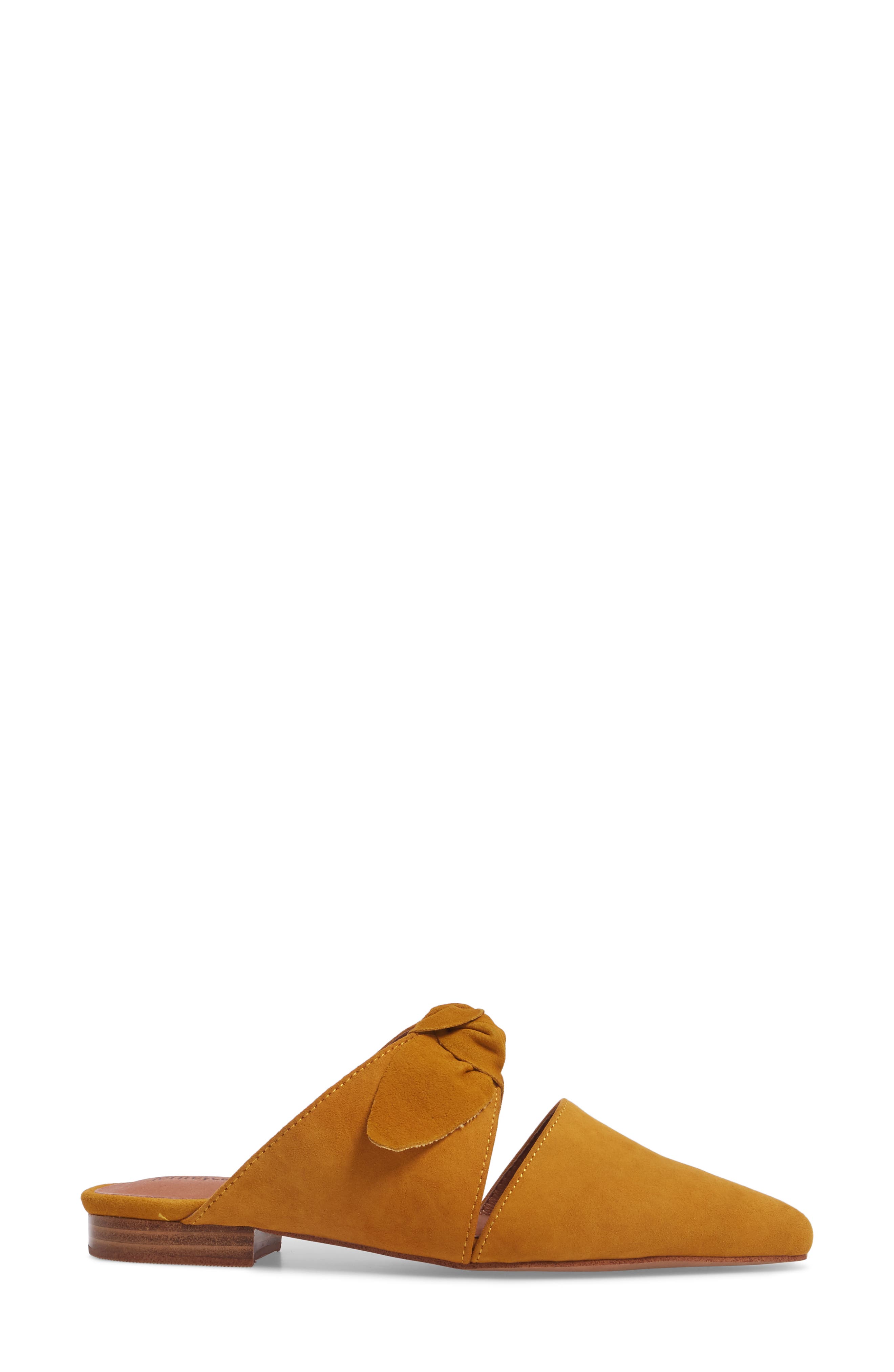 Charlin Bow Mule, Alternate, color, MUSTARD SUEDE