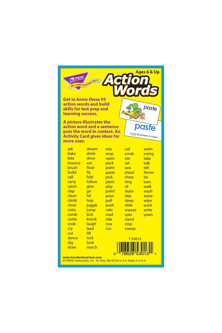 Action Words Skill Drill Flash Cards, Alternate, color, Multicolored