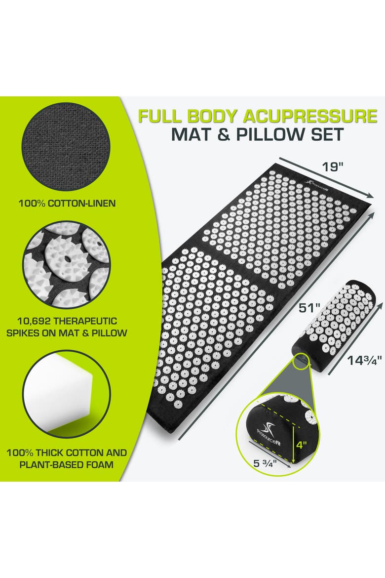 Full Body Acupressure Mat and Pillow Set, Alternate, color, Black
