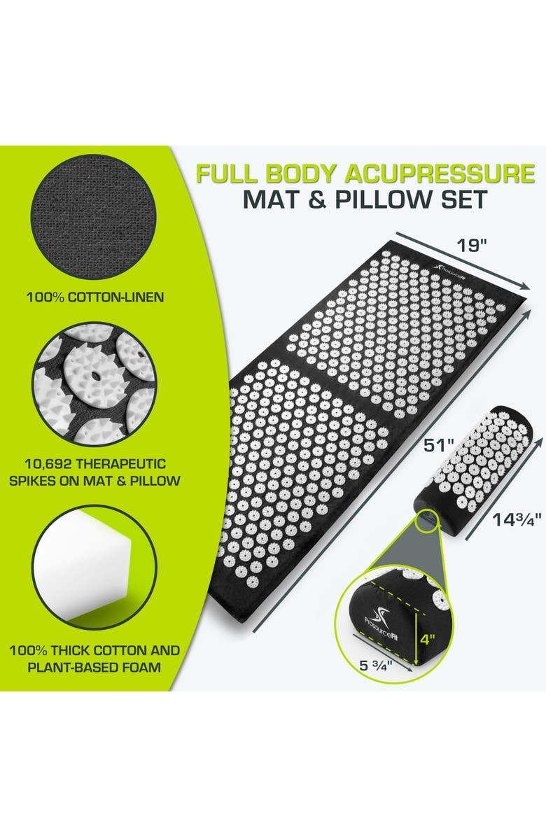 ProsourceFit Full Body Acupressure Mat and Pillow Set, Alternate, color, Black