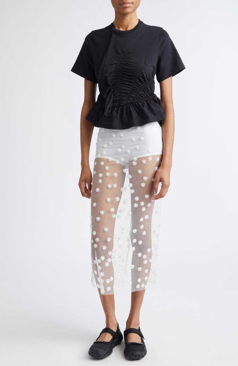 Cecilie Bahnsen Ace Smocked Jersey Peplum T-Shirt, Alternate, color, Black