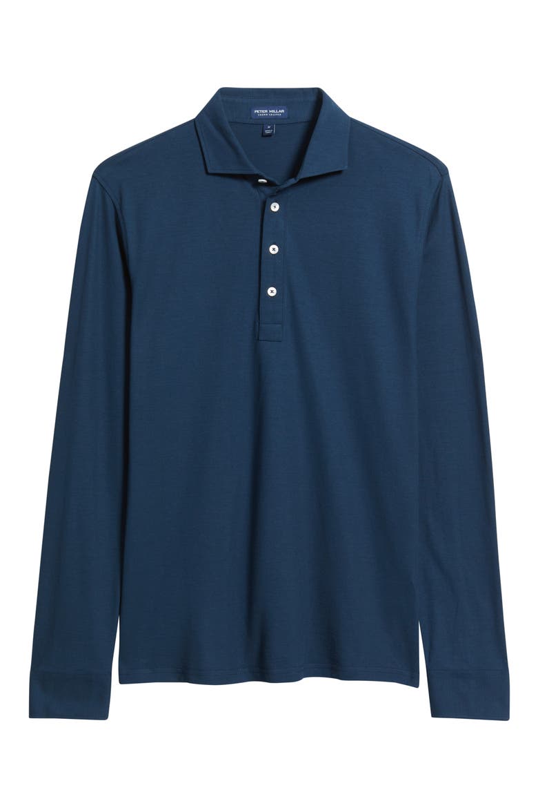Crown Crafted Cool Long Sleeve Polo, Alternate, color, NAVY