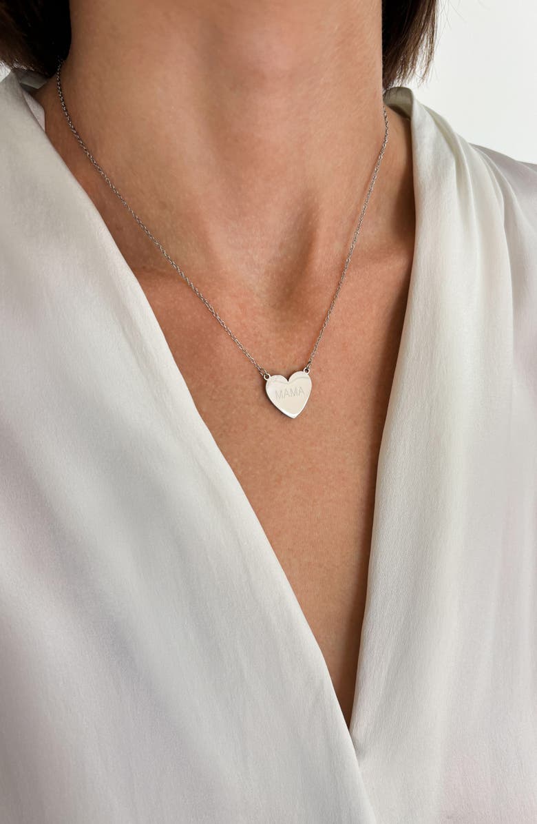 Adornia Water Resistant Mama Heart Necklace, Alternate, color, Silver