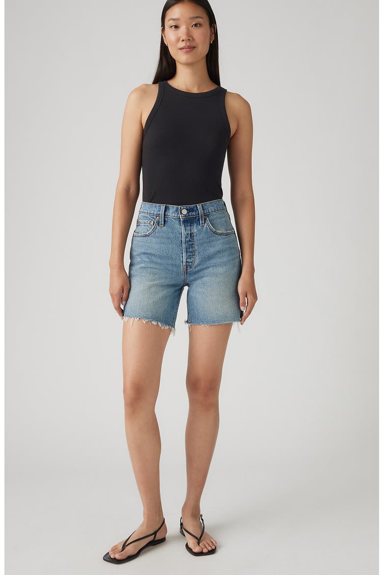 501® Mid Thigh Denim Cutoff Shorts, Alternate, color, TICKED AND UNTIED