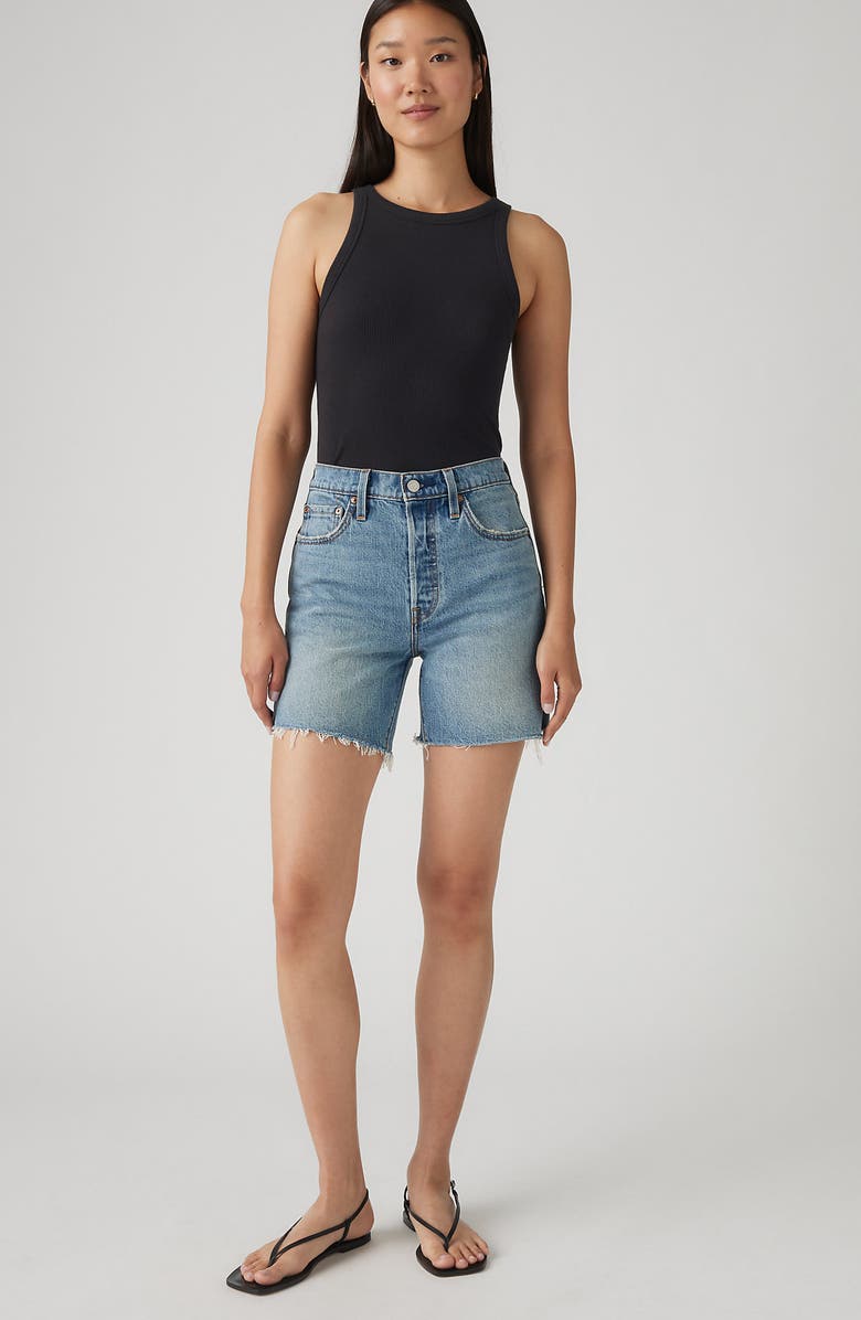 Levi's<sup>®</sup> 501<sup>®</sup> Mid Thigh Denim Cutoff Shorts, Alternate, color, Ticked And Untied