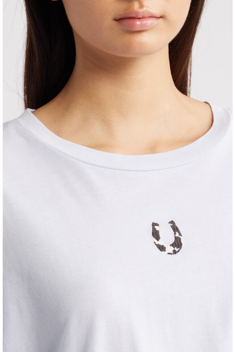 Cow Horseshoe Meet Crop Cotton Graphic T-Shirt, Alternate, color, LIGHT DUSK