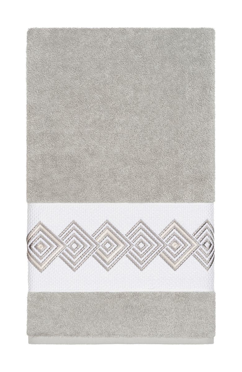 Linum Home Textiles Noah Embellished Bath Towel - Light Grey, Main, color, Light Grey