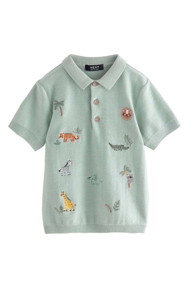 NEXT Kids' Animal Embroidered Cotton Polo, Main, color, 