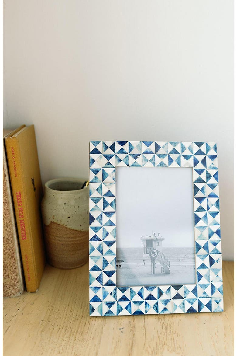 Varuna Cobalt Picture Frame - Fair Trade Carved Bone, Alternate, color, Blue