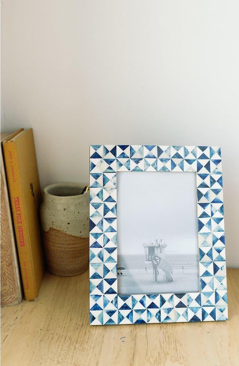 Matr Boomie Varuna Cobalt Picture Frame - Fair Trade Carved Bone, Alternate, color, Blue