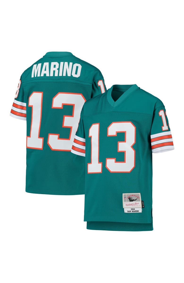 Mitchell & Ness Youth Mitchell & Ness Dan Marino Aqua Miami Dolphins 1984 Legacy Retired Player Jersey, Main, color,