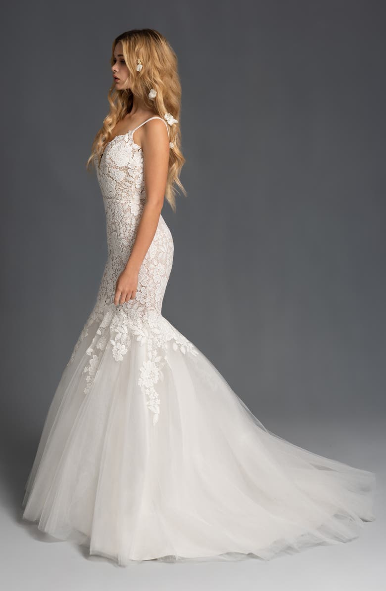 Blush by Hayley Paige Pierre Lace & Tulle Mermaid Wedding Dress, Alternate, color,