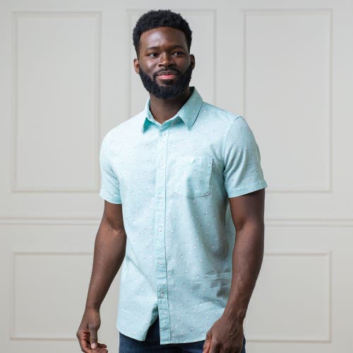Hope & Henry Linen Short Sleeve Button Down Shirt In Tea Room Floral