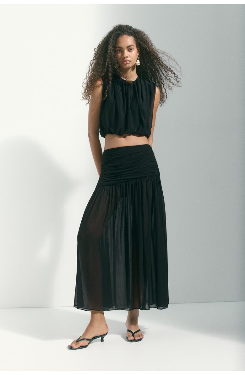 H&M Sheer Maxi Skirt, Alternate, color, Black