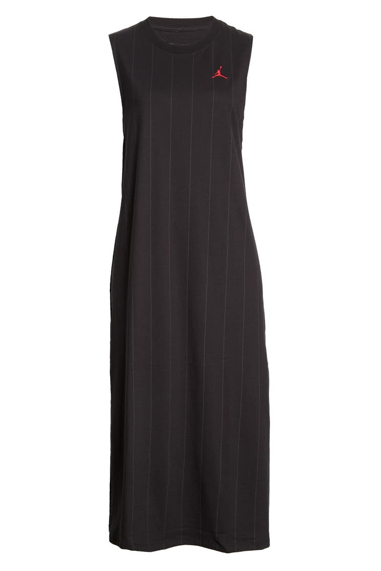 Heritage Sleeveless Cotton Dress, Alternate, color, BLACK/ GYM RED