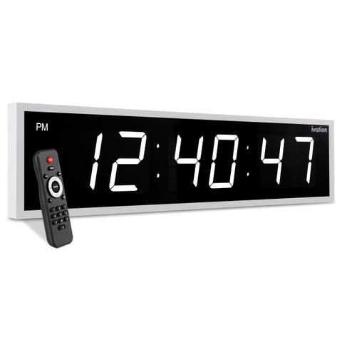 Large Digital Clock, 48 Led Wall Clock with Stopwatch, Alarms, Timer, Temp & Remo