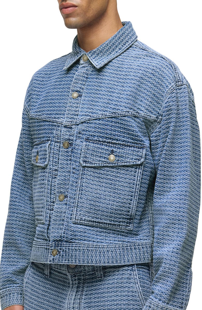 Hudson Jeans Jacquard Trucker Jacket, Alternate, color, Jacquard Indigo