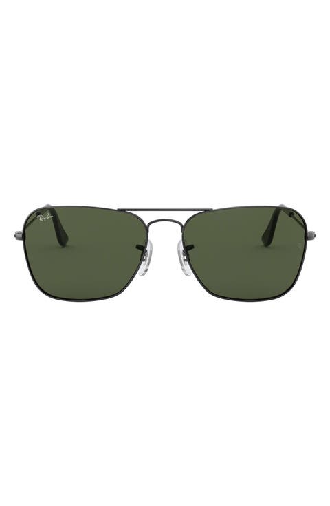 58mm Rectangle Aviator Sunglasses