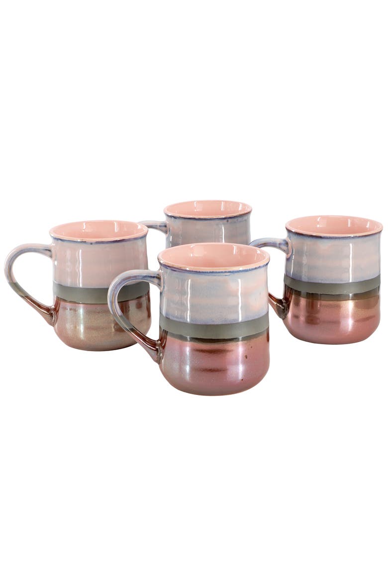 Copper Tonal 4 Piece 18 Ounce Stoneware Cup Set, Main, color, Purple