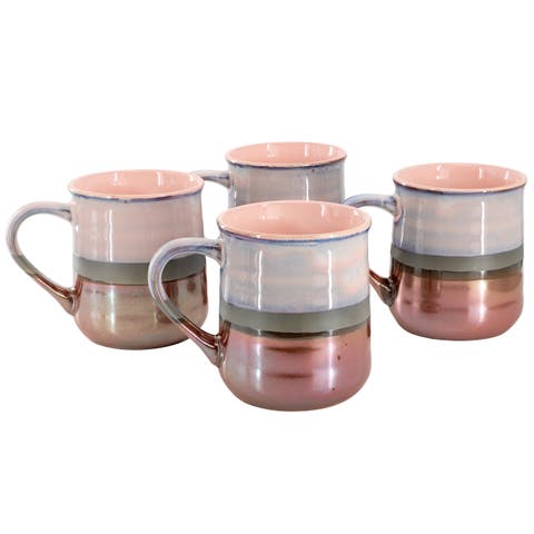 Copper Tonal 4 Piece 18 Ounce Stoneware Cup Set