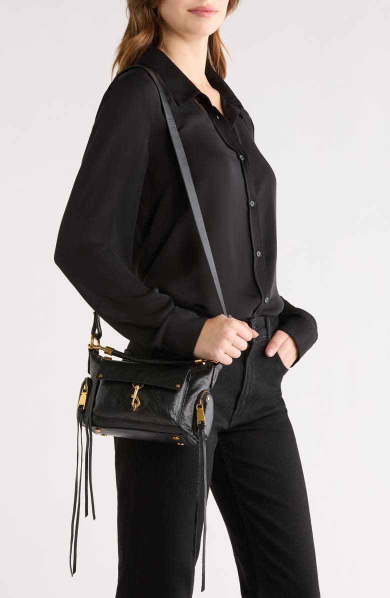 Rebecca Minkoff Mini Mab Leather Shoulder Bag, Alternate, color, Black