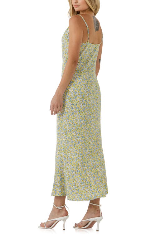Free The Roses Floral Sleeveless Midi Dress In Blue Multi