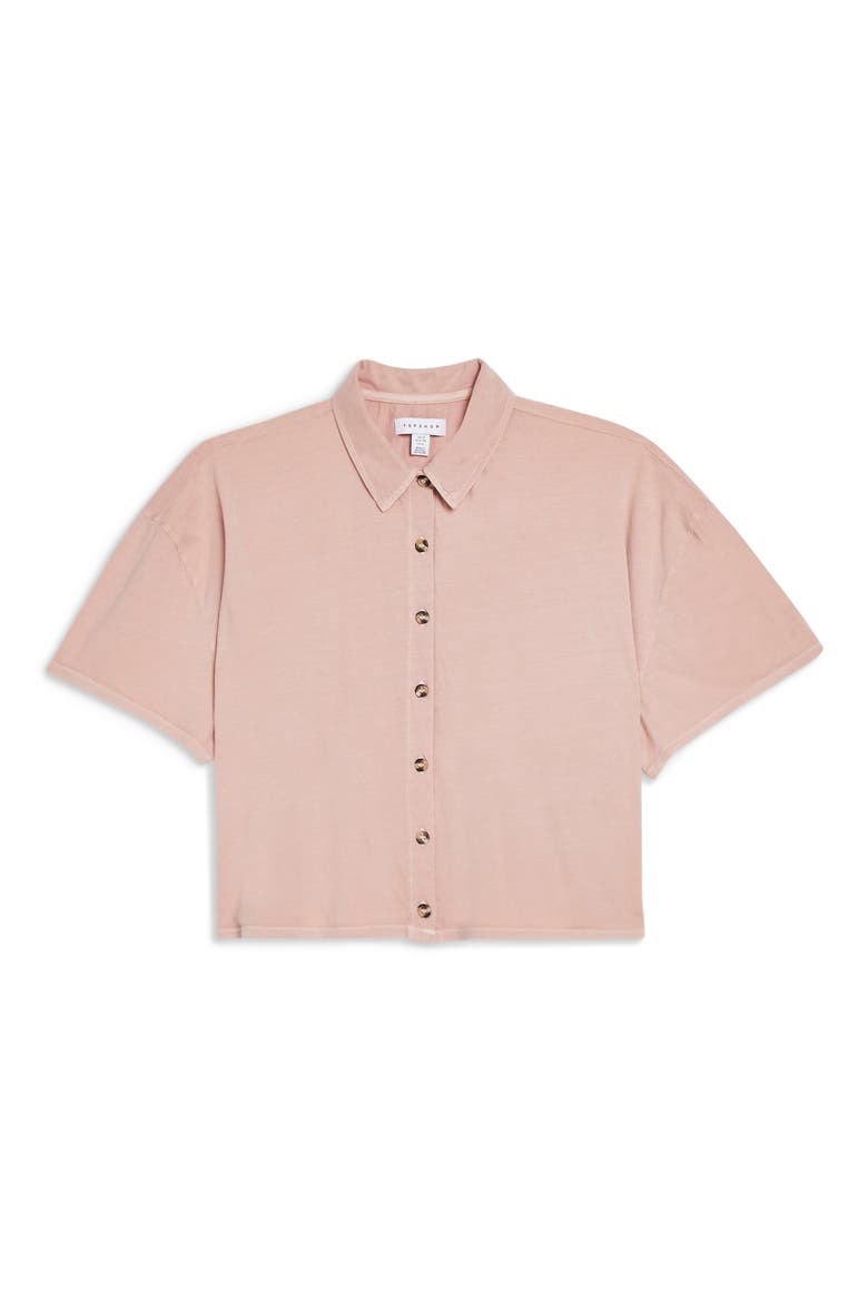 Boxy Button Through Polo Shirt, Alternate, color, PINK