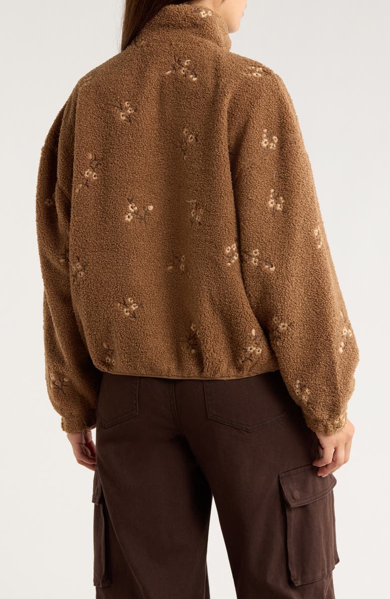 RDI Embroidered Boucle Faux Shearling Jacket, Alternate, color, Caramel