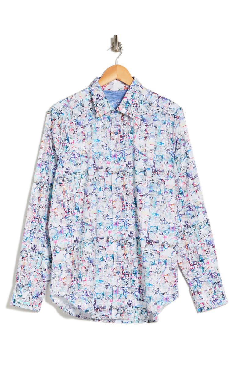 Robert Graham Acker Abstract Print Cotton Button-Up Shirt, Alternate, color, 