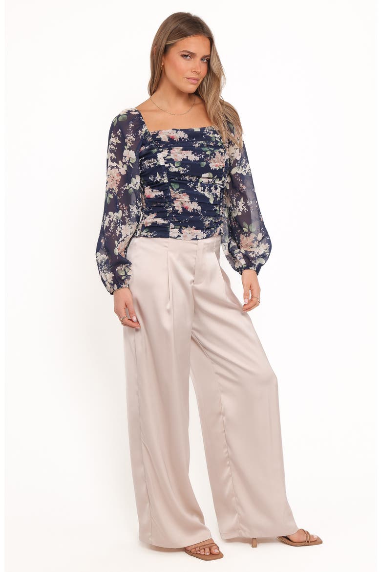 Maia Floral Ruched Top, Alternate, color, NAVY FLORAL