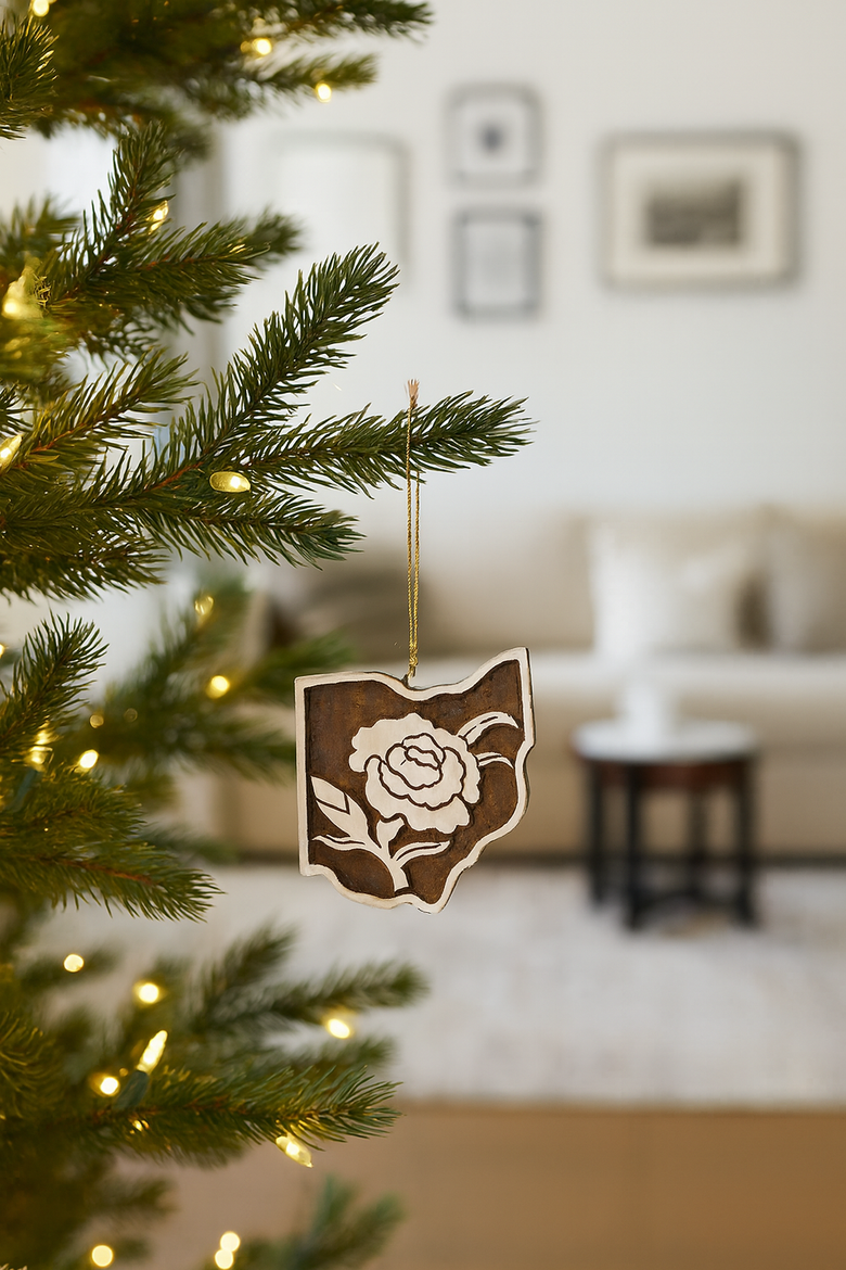 Ohio State Carnation Ornament, Alternate, color, Natural