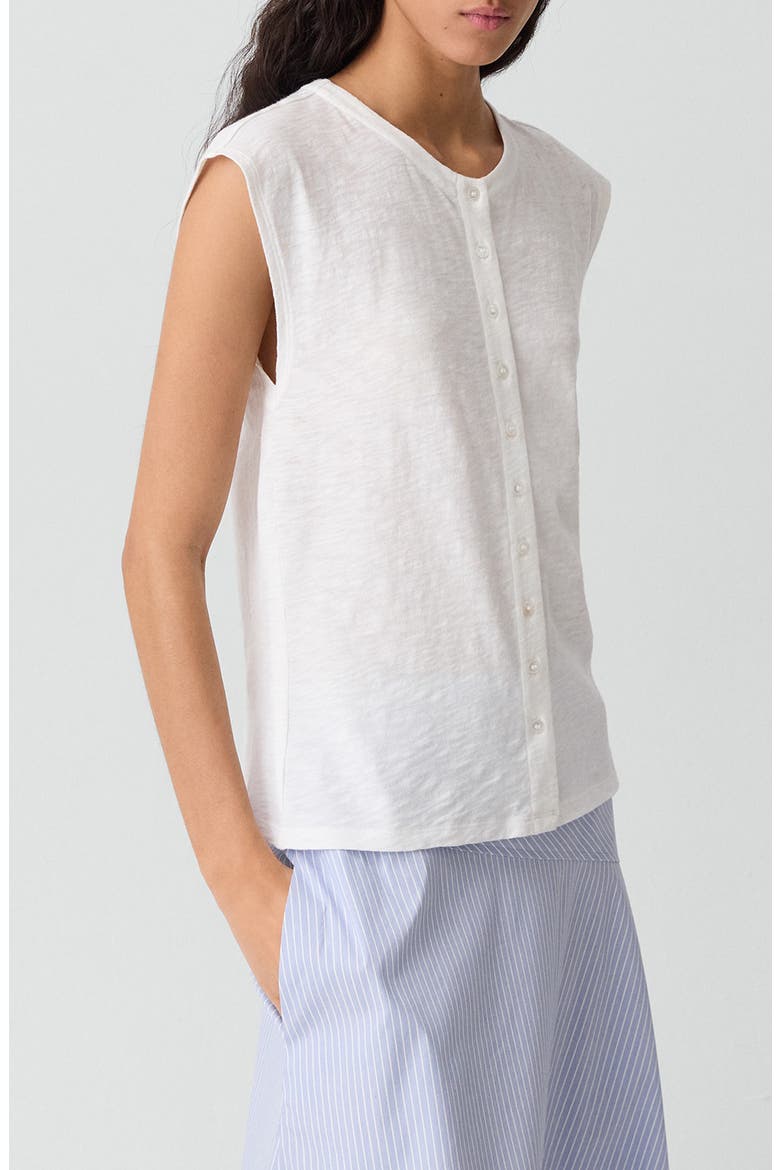Organic Cotton Button-Up Vest, Alternate, color, WHITE