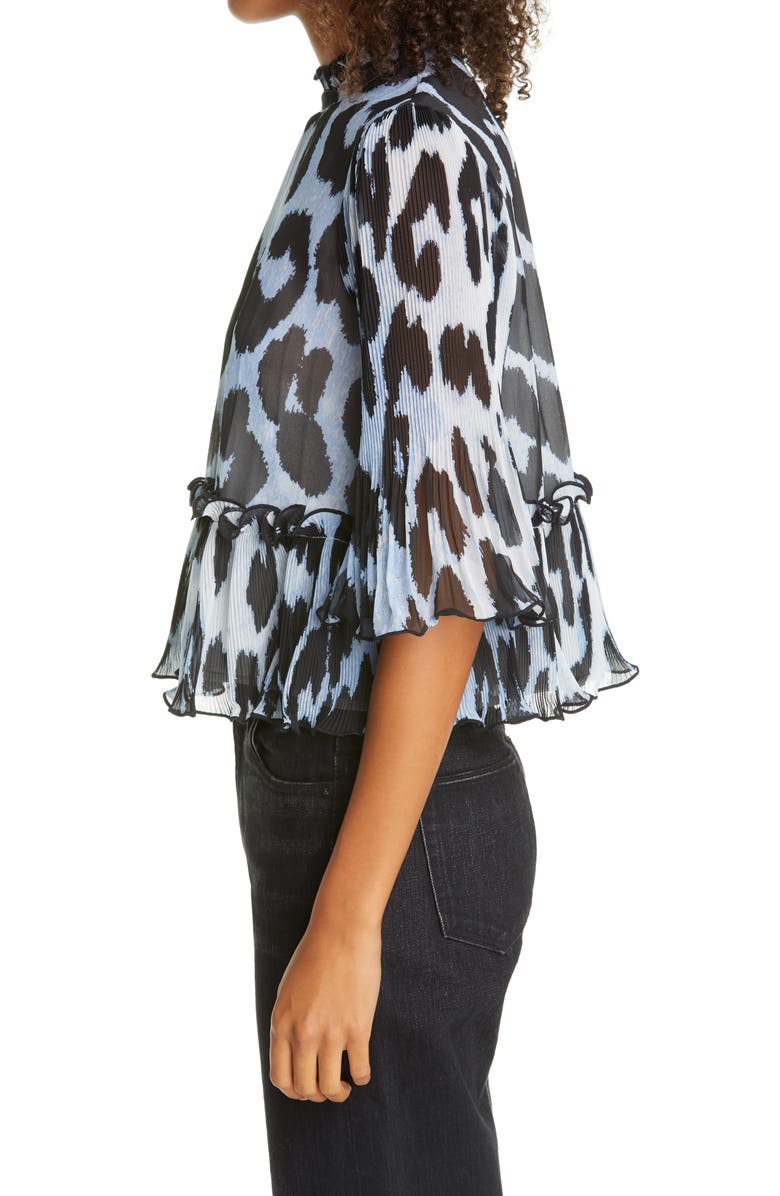 Ganni Pleated Georgette Blouse, Alternate, color, 