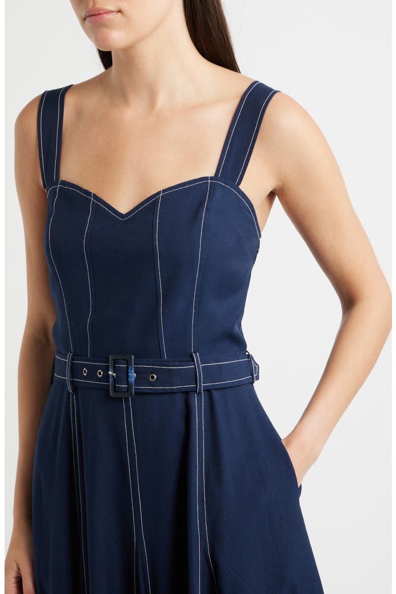 Ariena Belted Maxi Dress, Alternate, color, NAVY
