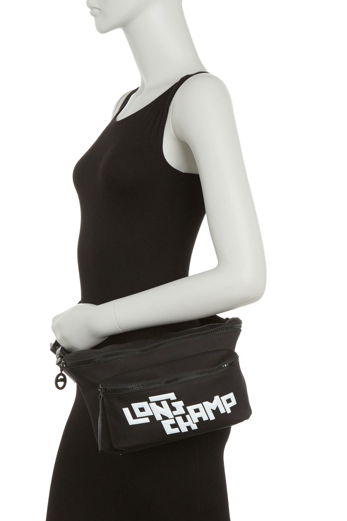 Longchamp Le Pliage LPG Stamp Large Belt Bag, Alternate, color, Black/ White