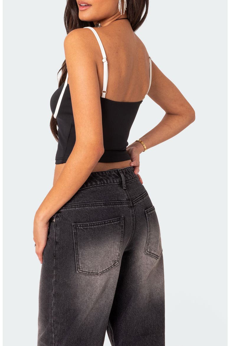 Yang Contrast Strap Crop Camisole, Alternate, color, BLACK-AND-WHITE
